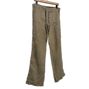 Michael Stars Linen Blend Drawstring Pants Light Olive Women's Size XS